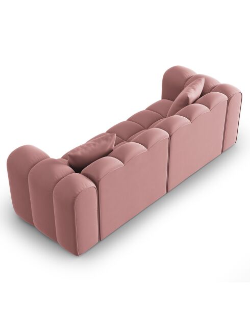 Canapé modulaire en Velours Halley 3 places rose - 228x87x70 cm