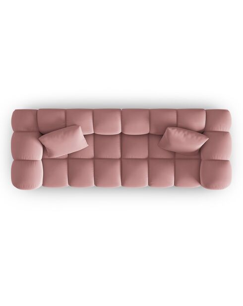 Canapé modulaire en Velours Halley 3 places rose - 228x87x70 cm