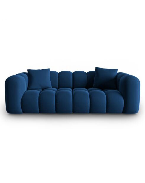 Canapé modulaire en Velours Halley 3 places bleu roi - 228x87x70 cm