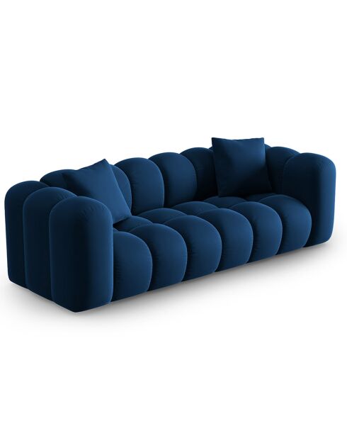 Canapé modulaire en Velours Halley 3 places bleu roi - 228x87x70 cm