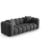 Canapé modulaire en Velours Halley 3 places gris - 228x87x70 cm