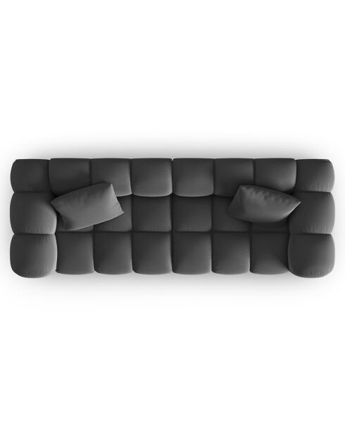 Canapé modulaire en Velours Halley 3 places gris - 228x87x70 cm