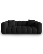 Canapé modulaire en Velours Halley 3 places noir - 228x87x70 cm