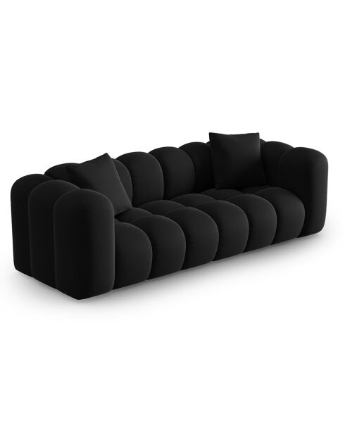 Canapé modulaire en Velours Halley 3 places noir - 228x87x70 cm