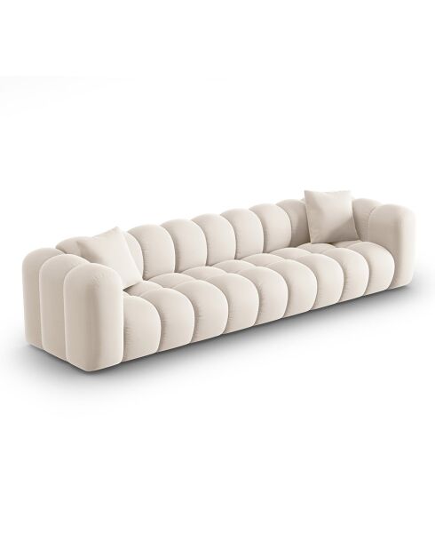 Canapé modulaire en Velours Halley 5 places beige clair - 318x87x70 cm