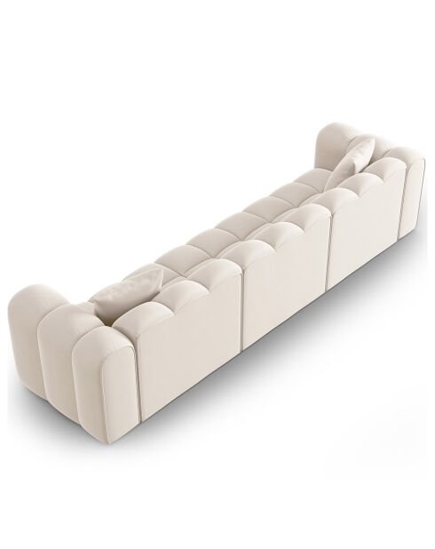 Canapé modulaire en Velours Halley 5 places beige clair - 318x87x70 cm