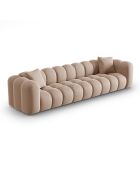 Canapé modulaire en Velours Halley 5 places beige - 318x87x70 cm