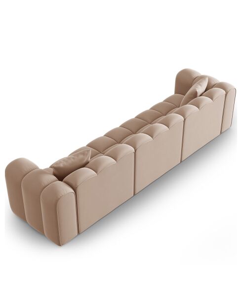 Canapé modulaire en Velours Halley 5 places beige - 318x87x70 cm