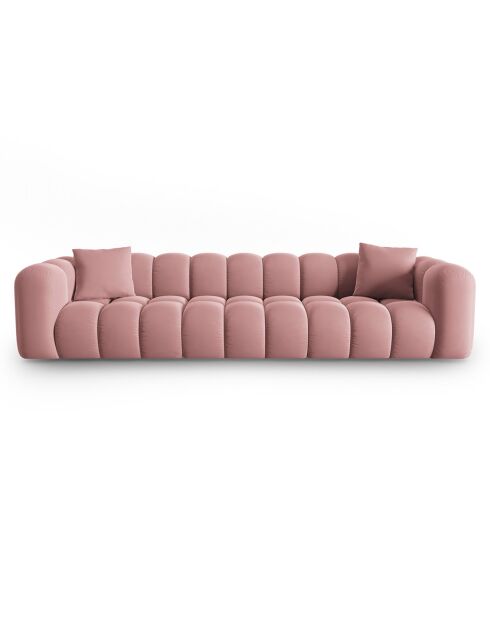 Canapé modulaire en Velours Halley 5 places rose - 318x87x70 cm