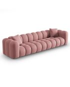 Canapé modulaire en Velours Halley 5 places rose - 318x87x70 cm