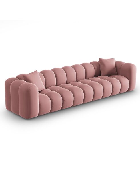 Canapé modulaire en Velours Halley 5 places rose - 318x87x70 cm