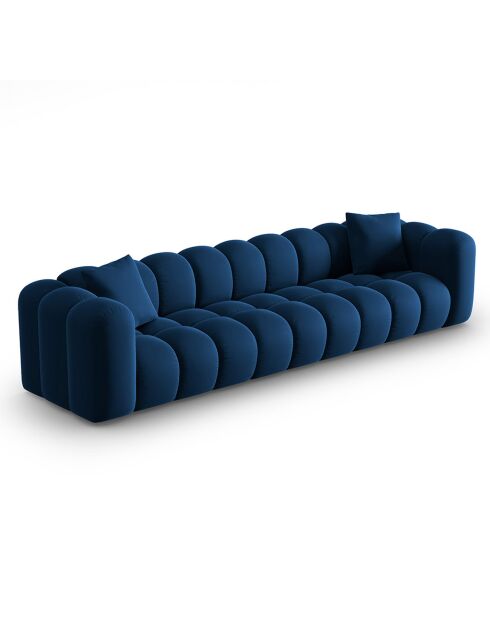 Canapé modulaire en Velours Halley 5 places bleu roi - 318x87x70 cm