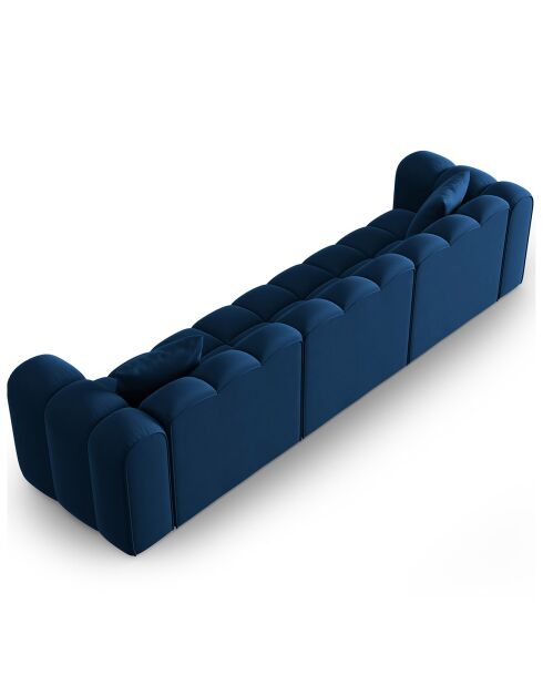 Canapé modulaire en Velours Halley 5 places bleu roi - 318x87x70 cm