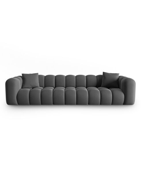 Canapé modulaire en Velours Halley 5 places gris - 318x87x70 cm