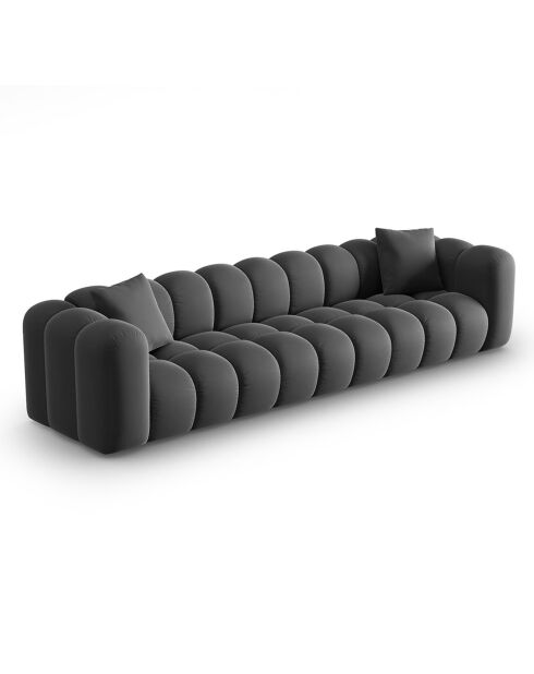 Canapé modulaire en Velours Halley 5 places gris - 318x87x70 cm