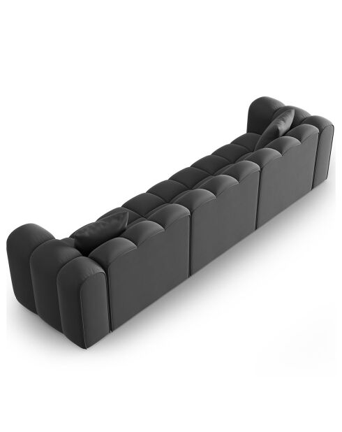 Canapé modulaire en Velours Halley 5 places gris - 318x87x70 cm