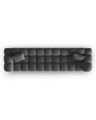Canapé modulaire en Velours Halley 5 places gris - 318x87x70 cm