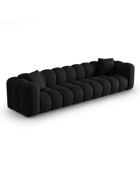 Canapé modulaire en Velours Halley 5 places noir - 318x87x70 cm