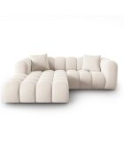 Canapé d'angle gauche en Velours Halley 3 places beige clair - 228x87x70 cm