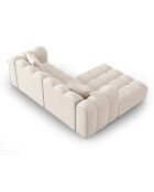 Canapé d'angle gauche en Velours Halley 3 places beige clair - 228x87x70 cm