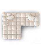 Canapé d'angle gauche en Velours Halley 3 places beige clair - 228x87x70 cm