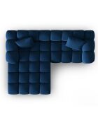 Canapé d'angle gauche en Velours Halley 3 places bleu roi - 228x175x70 cm