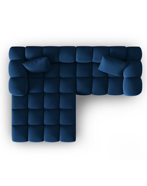 Canapé d'angle gauche en Velours Halley 3 places bleu roi - 228x175x70 cm
