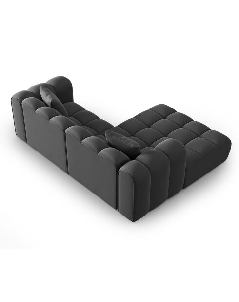 Canapé d'angle gauche en Velours Halley 3 places gris - 228x175x70 cm