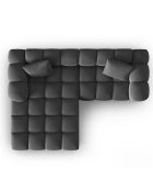 Canapé d'angle gauche en Velours Halley 3 places gris - 228x175x70 cm