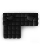 Canapé d'angle gauche en Velours Halley 3 places noir - 228x175x70 cm