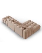 Canapé d'angle gauche en Velours Halley 5 places beige - 294x175x70 cm