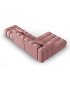 Canapé d'angle gauche en Velours Halley 5 places rose - 294x175x70 cm