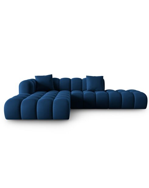 Canapé d'angle gauche en Velours Halley 5 places bleu roi - 294x175x70 cm