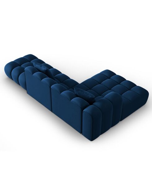 Canapé d'angle gauche en Velours Halley 5 places bleu roi - 294x175x70 cm