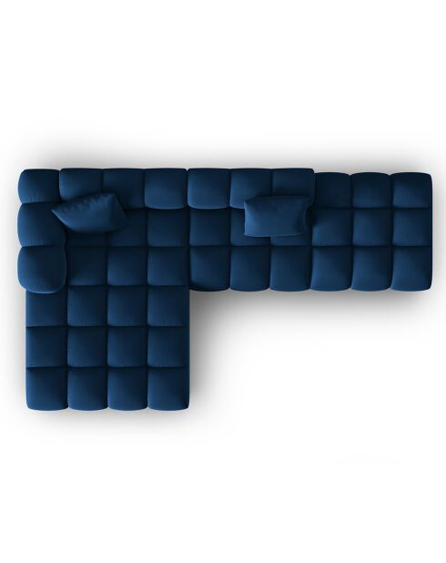 Canapé d'angle gauche en Velours Halley 5 places bleu roi - 294x175x70 cm
