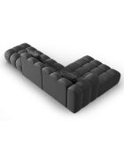 Canapé d'angle gauche en Velours Halley 5 places gris - 294x175x70 cm