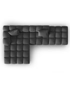 Canapé d'angle gauche en Velours Halley 5 places gris - 294x175x70 cm
