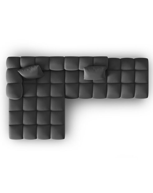Canapé d'angle gauche en Velours Halley 5 places gris - 294x175x70 cm