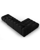 Canapé d'angle gauche en Velours Halley 5 places noir - 294x175x70 cm