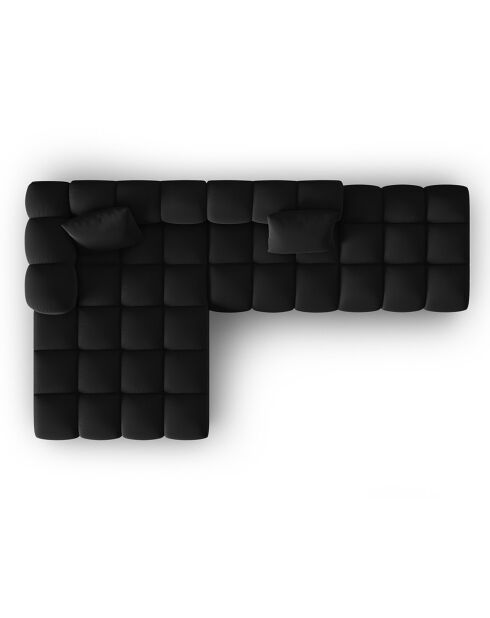Canapé d'angle gauche en Velours Halley 5 places noir - 294x175x70 cm