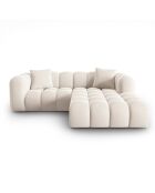 Canapé d'angle droit en Velours Halley 3 places beige clair - 228x175x70 cm