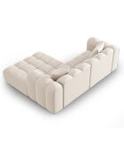 Canapé d'angle droit en Velours Halley 3 places beige clair - 228x175x70 cm