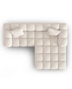 Canapé d'angle droit en Velours Halley 3 places beige clair - 228x175x70 cm