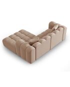 Canapé d'angle droit en Velours Halley 3 places beige - 228x175x70 cm