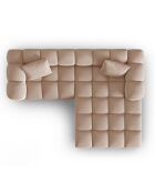 Canapé d'angle droit en Velours Halley 3 places beige - 228x175x70 cm