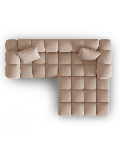 Canapé d'angle droit en Velours Halley 3 places beige - 228x175x70 cm
