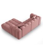 Canapé d'angle droit en Velours Halley 3 places rose - 228x175x70 cm