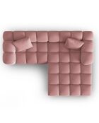 Canapé d'angle droit en Velours Halley 3 places rose - 228x175x70 cm