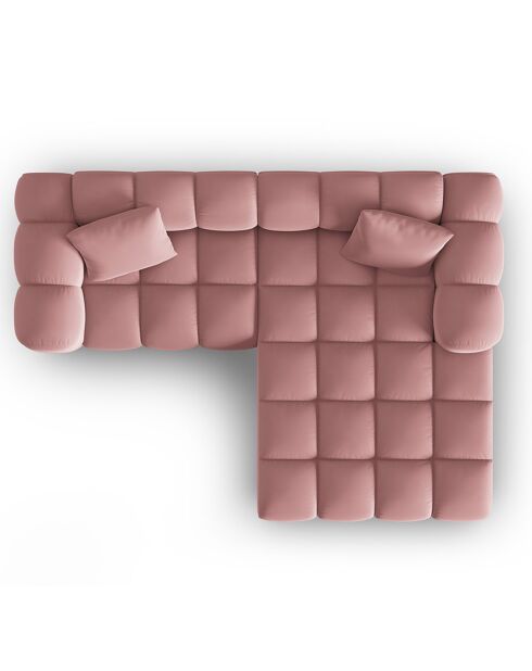 Canapé d'angle droit en Velours Halley 3 places rose - 228x175x70 cm