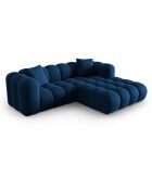 Canapé d'angle droit en Velours Halley 3 places bleu roi - 228x175x70 cm